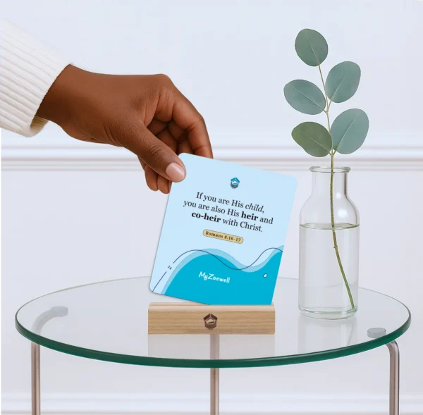 Identity in Christ Affirmations card inserted into card stand